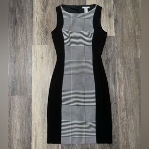 H&M Houndstooth Elegant Black and White Dress - Size 2